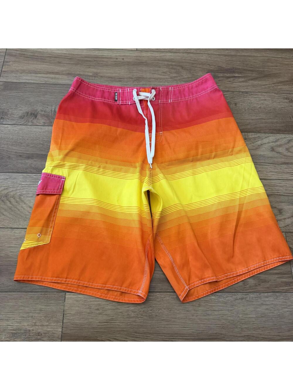 Vintage Y2K RS Surf Board Shorts Striped Cargo Size 34